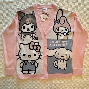 NEW Hello Kitty & Friends Cardigan (M) Lightweight Knit Button-Up Sanrio